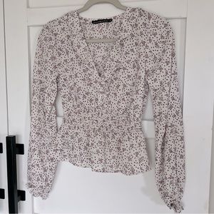 A&F smocked waist blouse with long sleeves